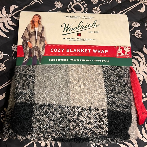 Woolrich Accessories Nwt Woolrich Black Gray Cozy Blanket Wrap